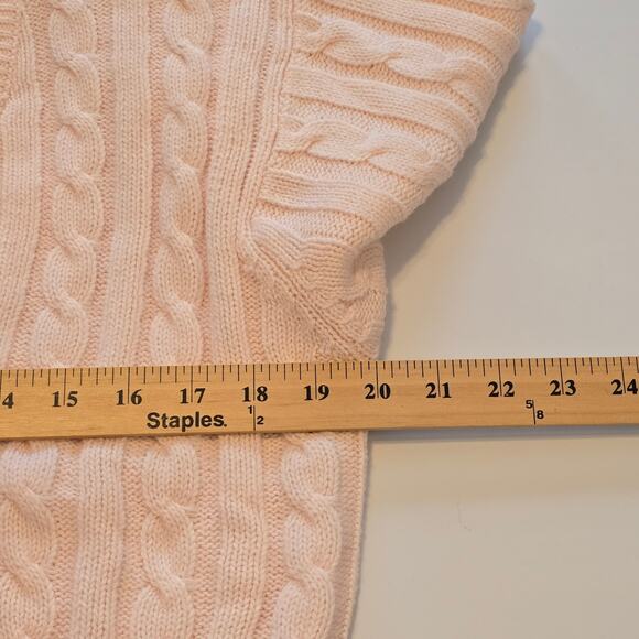 VTG Carriage Court Sweater Womens Small Pink V-Neck Cable Knit Pullover Preppy - Picture 6 of 7